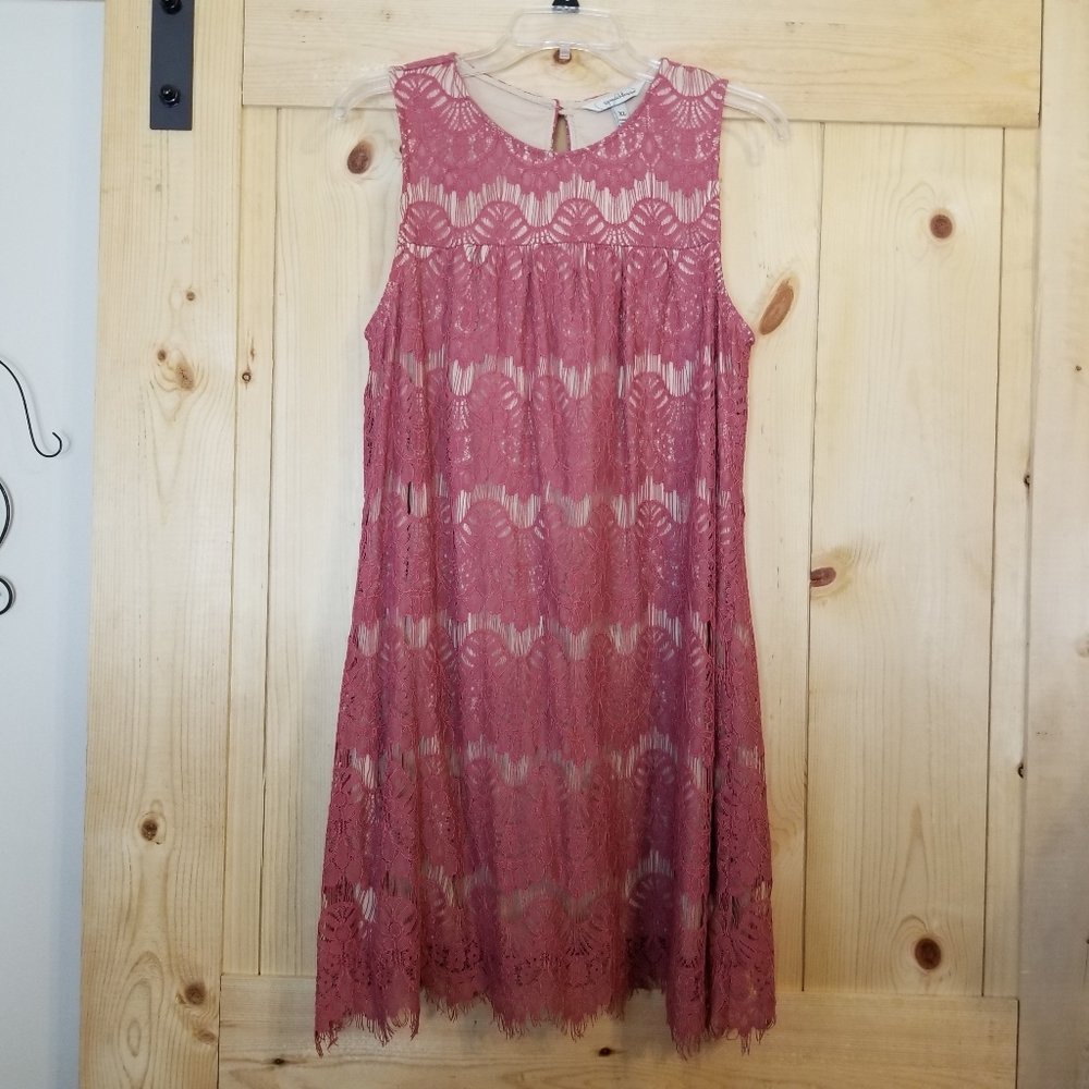 Speechless Lace Overlay Sleeveless Shift Dress NWT